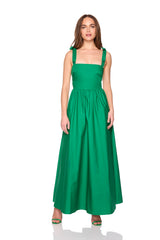 poplin tie strap maxi dress