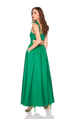 poplin tie strap maxi dress