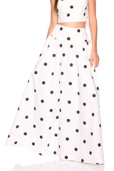 polka dot poplin drop waist skirt