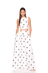 polka dot poplin drop waist skirt