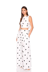 polka dot poplin drop waist skirt