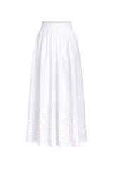 embroidered poplin skirt
