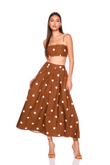 polka dot poplin midi skirt
