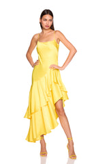 satin ruffle string dress