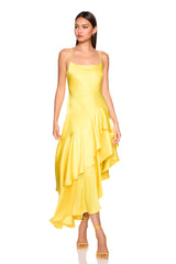 satin ruffle string dress