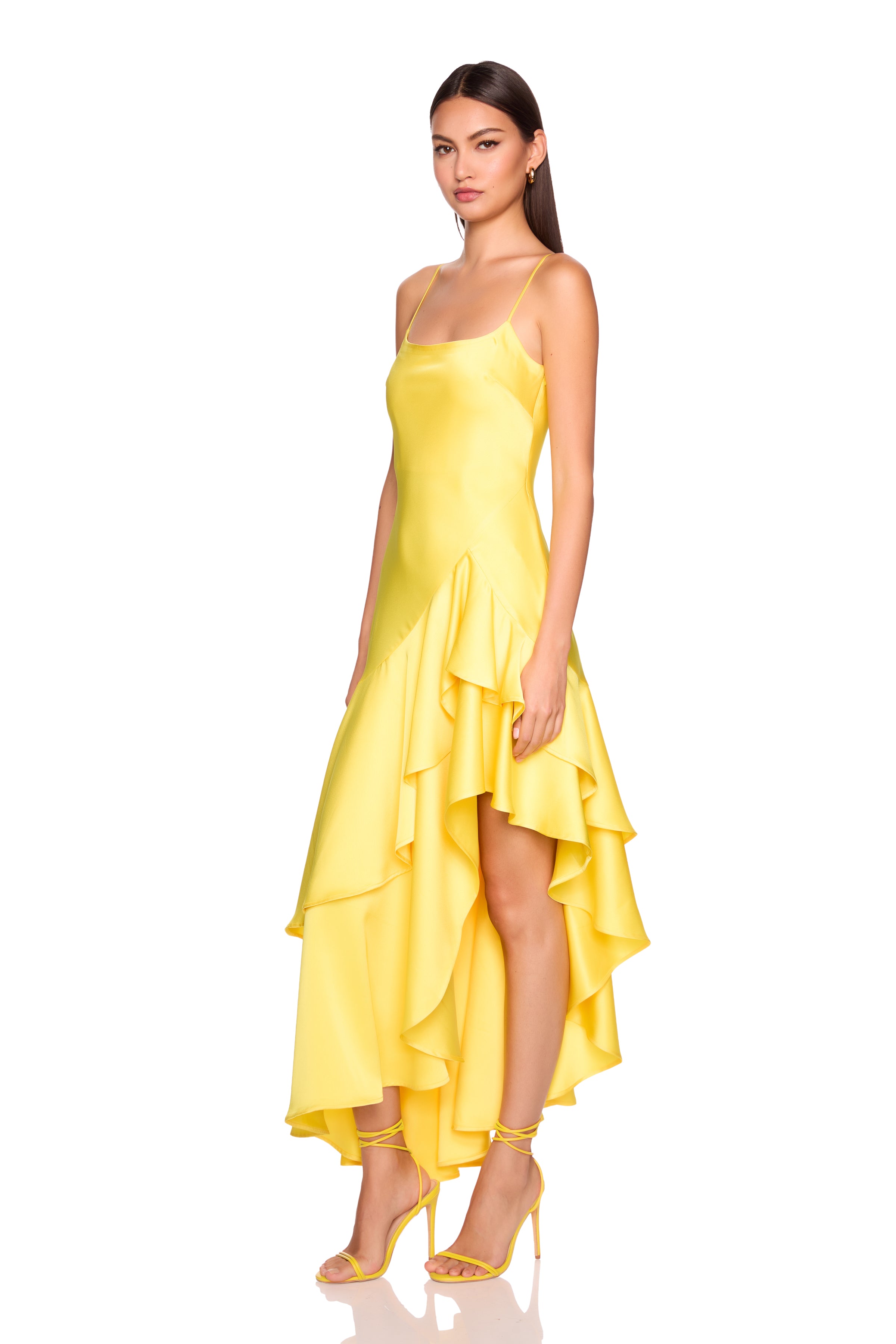 satin ruffle string dress 0 / midnight