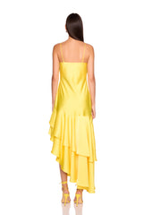 satin ruffle string dress