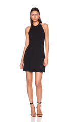 halter flare mini dress