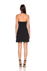 halter flare mini dress
