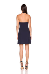 halter flare mini dress
