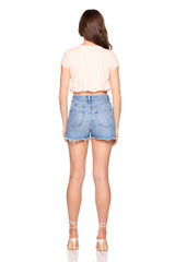 crew cap sleeve blouson top