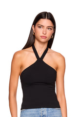 cross front tie halter top