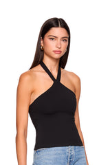cross front tie halter top