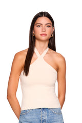 cross front tie halter top