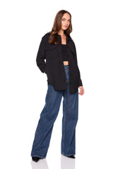 knit shirt pocket jacket black