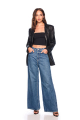 faux leather boyfriend jacket black