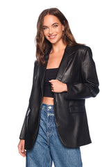faux leather boyfriend jacket black