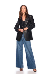 faux leather boyfriend jacket black