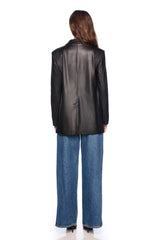 faux leather boyfriend jacket black