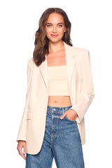 faux leather boyfriend jacket blanched almond