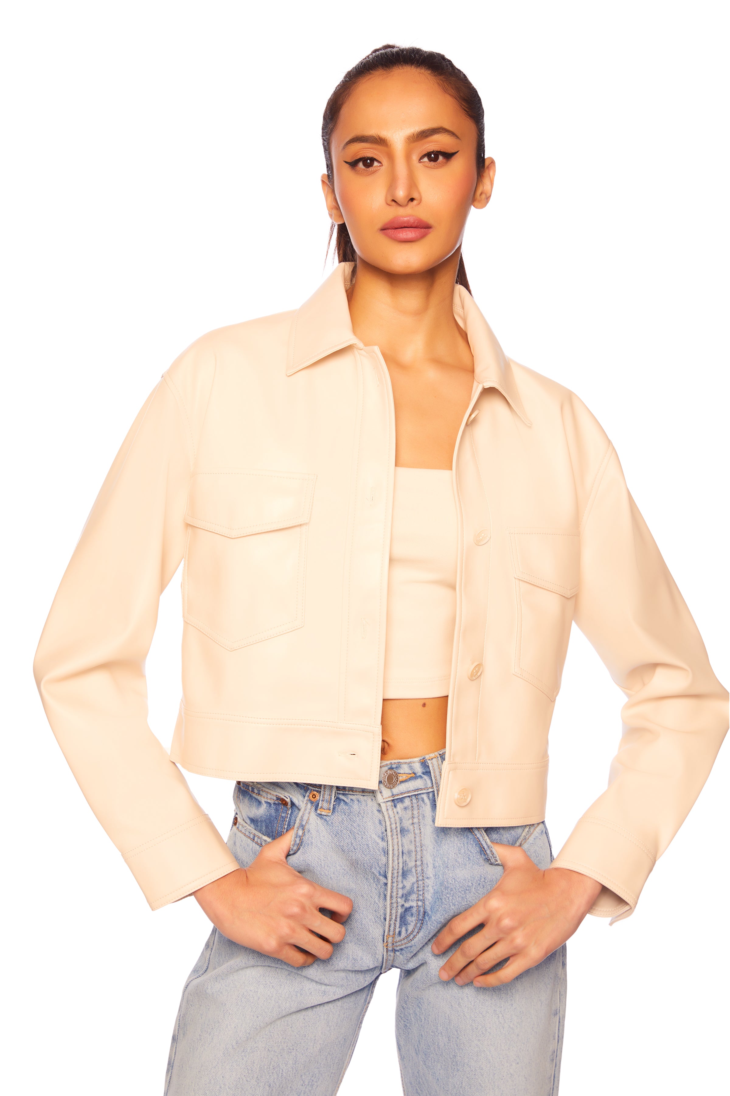 crop Monaco‎ leather cargo – faux jacket Susana