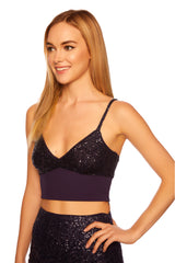 sequin bralette with rib trim