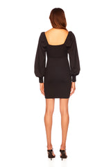 sweetheart neck puff long sleeve dress