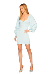 sweetheart neck puff long sleeve dress