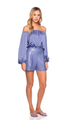 matte satin off shoulder bodysuit