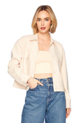 pebble weave oversized cargo jacket belgian creme