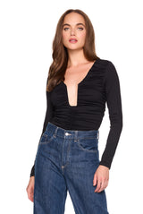 extreme wire gathered longsleeve top