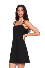 double string flare mini dress