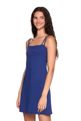 double string flare mini dress