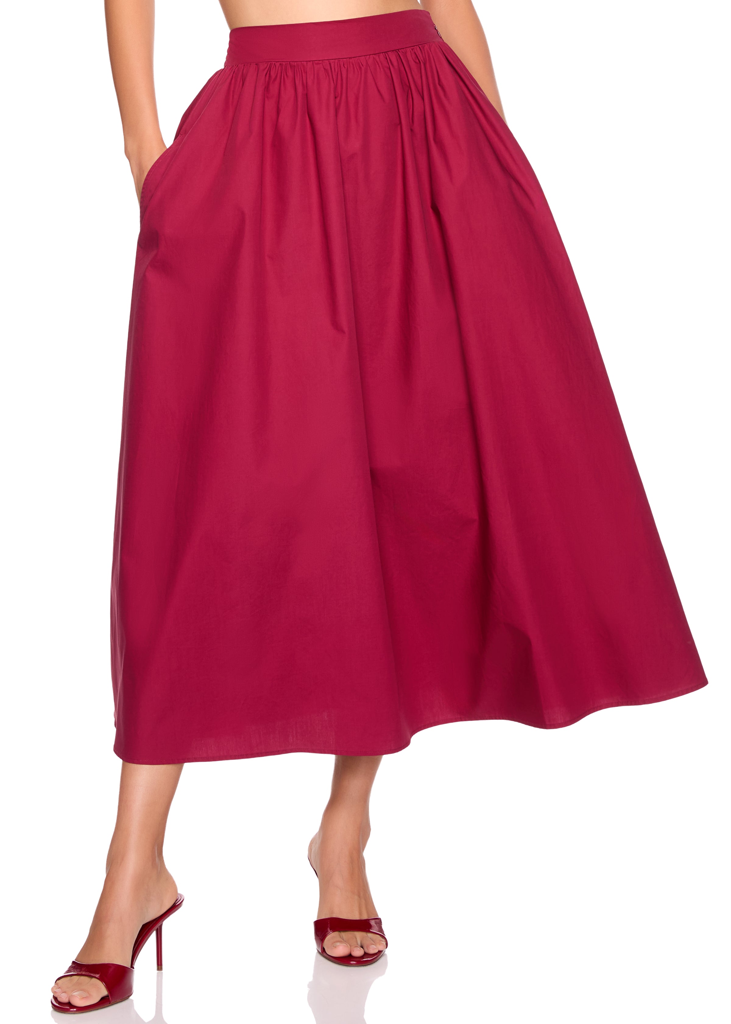 poplin midi skirt
