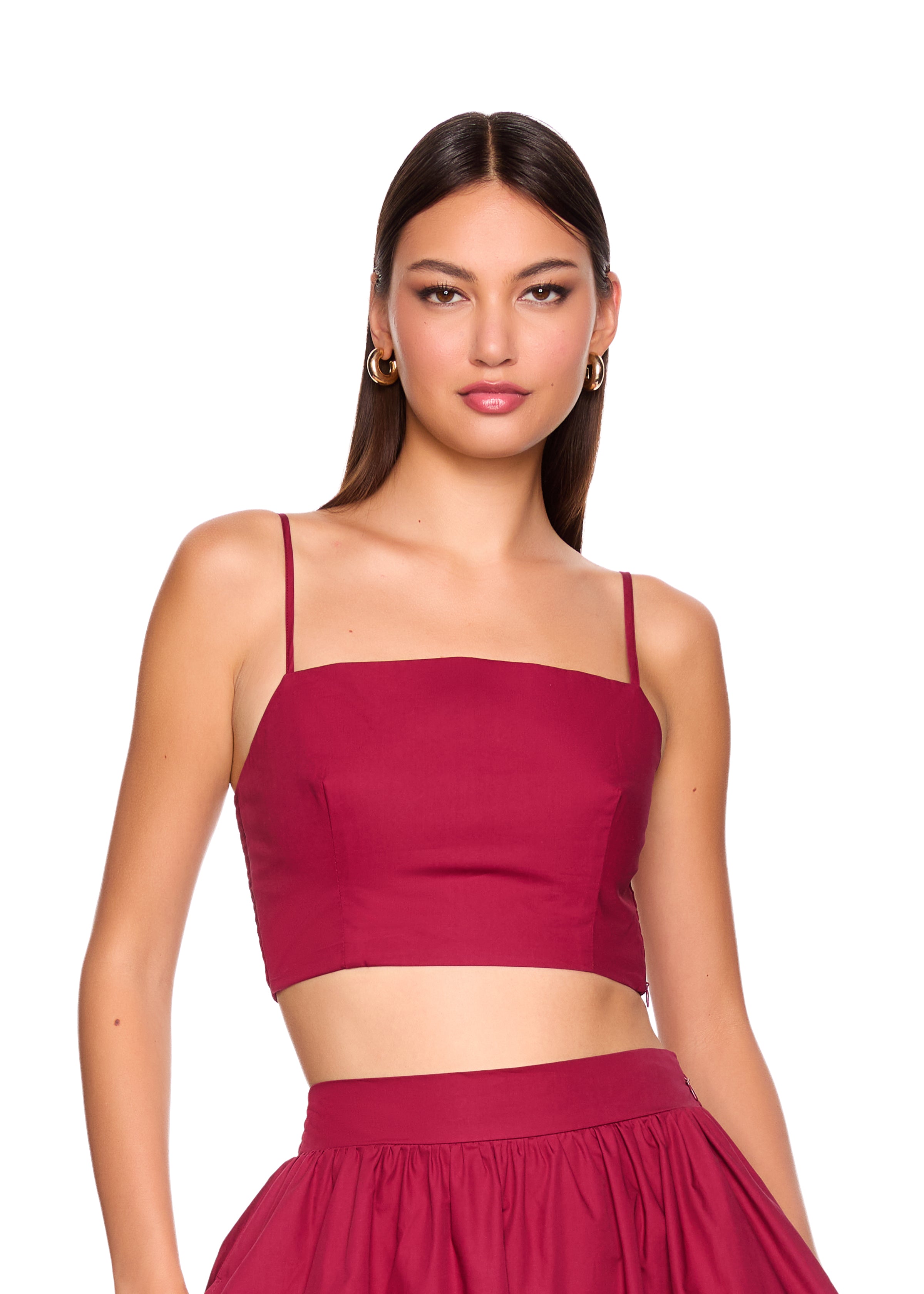 poplin smocking back string top