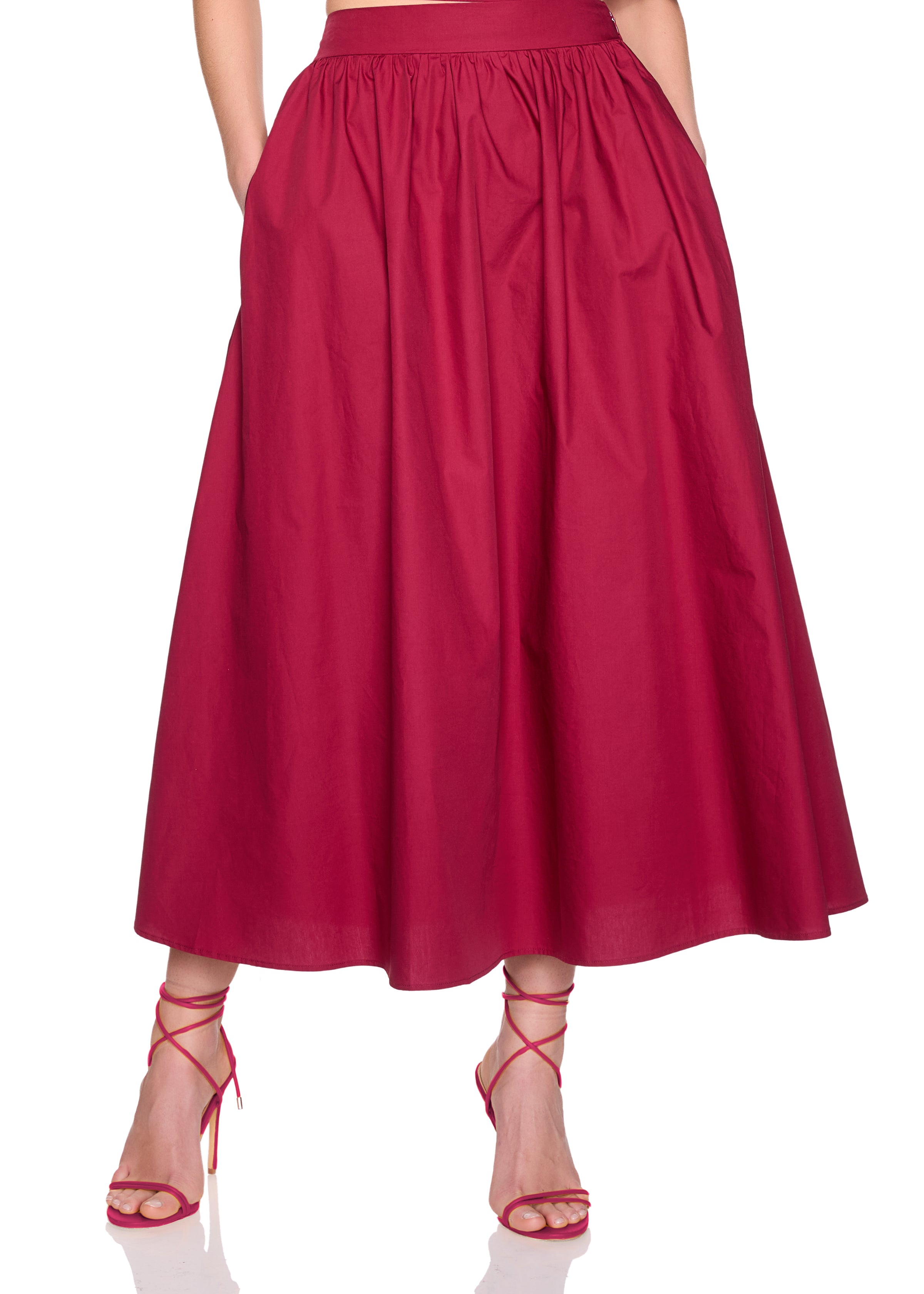 poplin midi skirt