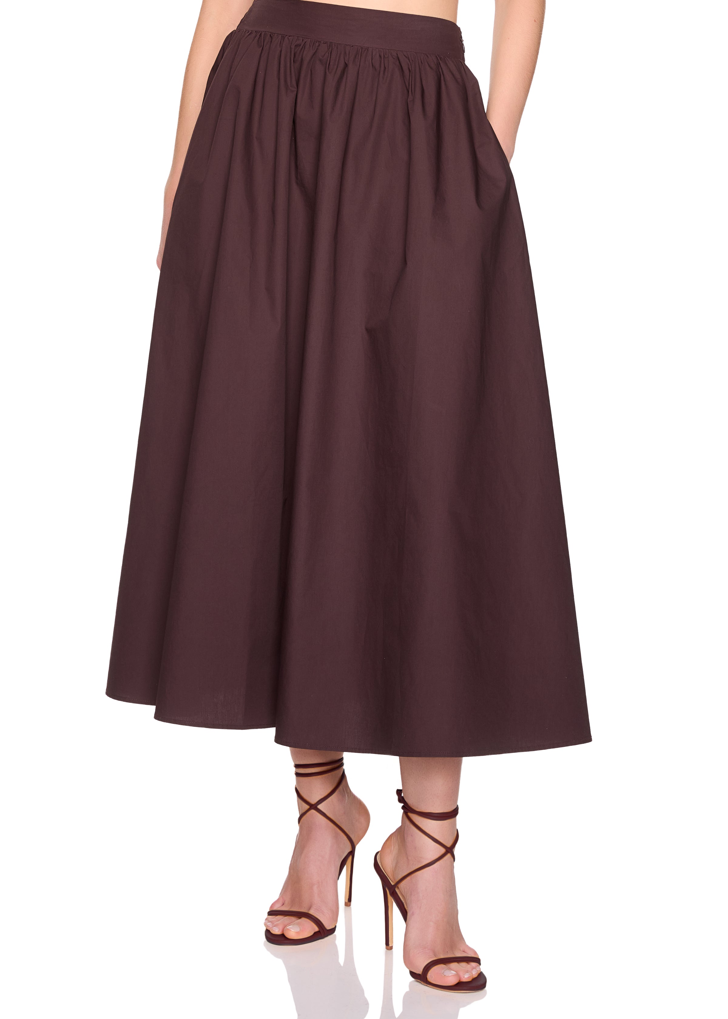 poplin midi skirt