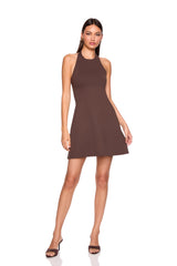 high neck halter tie dress