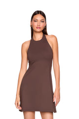 high neck halter tie dress