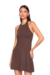 high neck halter tie dress