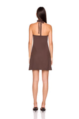 high neck halter tie dress