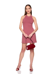 high neck halter tie dress