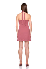 high neck halter tie dress