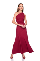 one shoulder flare dress