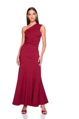 one shoulder flare dress