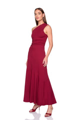 one shoulder flare dress