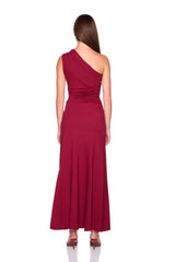 one shoulder flare dress