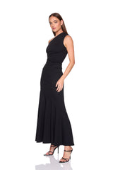 one shoulder flare dress