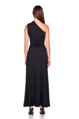 one shoulder flare dress