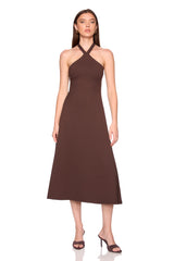 halter tie midi dress